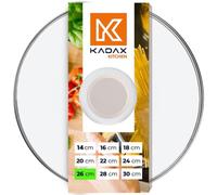 KADAX couvercle casserole en verre 26 cm - beige avec bouton silicone et trou vapeur - pour cuisson quotidienne sur casseroles et poêles - visibilité de cuisson sans soulever le couvercle