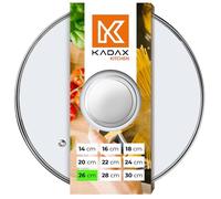 KADAX Couvercle Casserole en Verre 26 cm - poignée argentée - pour la Cuisson Quotidienne en Casserole et poêle - Trou Vapeur intégré pour Limiter Les débordements sans soulever Le Couvercle