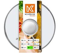KADAX couvercle casserole en verre 28 cm - poignée argentée - pour cuisson quotidienne sur casseroles et poêles - trou vapeur pour limiter les débordements et cuisson visible sans soulever le couverc
