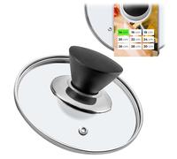 KADAX Couvercle de casserole, couvercle universel en verre avec poignée noire mat résistant à la chaleur, disponible en différentes tailles de poêle en (14 cm)