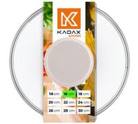 KADAX Couvercle en Verre avec Poignée en Silicone et Anneau de Ventilation, Accessoire de Cuisine pour Poêles, Marmites et Sauteuses (Beige, 16 cm)