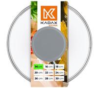 KADAX Couvercle en Verre avec Poignée en Silicone et Anneau de Ventilation, Accessoire de Cuisine pour Poêles, Marmites et Sauteuses (Gris, 14 cm)