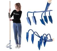 KADAX Cultivateur Manuel en métal, cultivateur à Long Manche en Bois, cultivateur Robuste, Griffe de Jardin, houe de Jardin pour ameublir Le Sol (avec 5 Dents de soc)