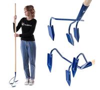 KADAX Cultivateur Manuel en métal, cultivateur à Long Manche en Bois, cultivateur Robuste, Griffe de Jardin, houe de Jardin pour ameublir Le Sol (avec 3 Dents de soc)