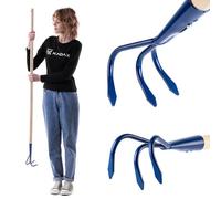 KADAX cultivateur Manuel en métal, cultivateur avec Long Manche en Bois, cultivateur Robuste, Griffe de Jardin, houe de Jardin pour ameublir Le Sol (3 Dents)