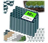 KADAX Dalles Stabilisatrices en Polyéthylène 60 x 40 cm, Stabilisateurs de Gravier, Dalles à Engazonner pour Jardins, Grilles de Gazon (Vert, Lot de 10)
