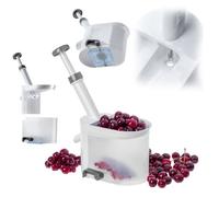 KADAX Dénoyauteur de cerises en plastique avec bac de récupération - Pour une séparation rapide du noyau et de la pulpe - Blanc