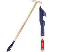 KADAX Désherbeur avec Manche en Bois - Désherbeur en Métal - Avec Tête Spirale - Désherbeur pour Enlever Les Mauvaises Herbes (L:116cm, Bleu)