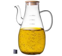 KADAX Distributeur d'huile 1 L en verre borosilicate, bouteille d'huile avec graduation de mesure, bec verseur et couvercle