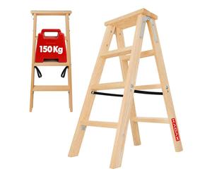 KADAX Echelle de peintre en bois, télescopique, 2x4 marches, pliable, double face