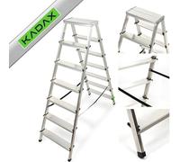 KADAX Échelle Double en Aluminium, Équipée de Marches Antidérapantes et d'une Conception Pliable Facilitant Le Stockage et Le Transport (7 Marches)