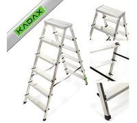 KADAX Échelle Double en Aluminium, Équipée de Marches Antidérapantes et d'une Conception Pliable Facilitant Le Stockage et Le Transport (6 Marches)