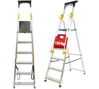 KADAX Échelle escabeau pliable en aluminium 6 marches capacité 150 kg avec main courante et plateau