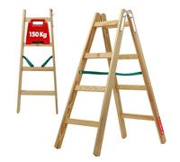 KADAX échelle "Salo", échelle en bois, échelle double jusqu'à 150 kg, 123 cm, 4 marches