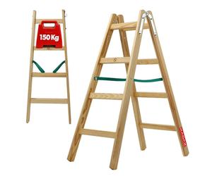 KADAX échelle "Salo", échelle en bois, échelle double jusqu'à 150 kg, 123 cm, 4 marches