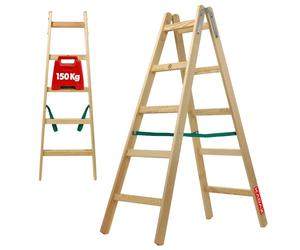 KADAX échelle "Salo", échelle en bois, échelle double jusqu'à 150 kg, 152 cm, 5 marches