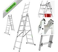 KADAX Échelle Transformable de 3 Plans, Échelle Coulissante en Aluminium, Échelle Double pour Travaux Domestiques et Professionnels (8 Marches)