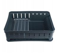 KADAX Égouttoir à vaisselle rectangulaire avec porte-couverts et bac d'égouttement, égouttoir pour cuisine, gris foncé