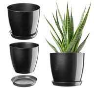 KADAX Élégant Pot à Fleurs/Plantes avec Soucoupe Forme Ronde et élégante en Plastique léger pour l’intérieur et la Maison Cache-Pot pour Fleurs, Plantes Ø 28 cm Anthracite