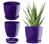 KADAX Élégant Pot à Fleurs/Plantes avec Soucoupe Forme Ronde et élégante en Plastique léger pour l’intérieur et la Maison Cache-Pot pour Fleurs, Plantes Ø 28 cm Violet