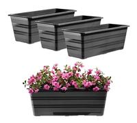 KADAX Ensemble de 3x40 cm Jardinière Anthracite, Pot de balcon en plastique, Pot de fleurs résistant aux intempéries, Pot de fleurs, Jardinière pour balcon pour fleurs