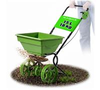 KADAX Épandeur 15 l avec roues, épandeur d'engrais, salière et épandeur de graines pour jardin et service d'hiver, épandeur manuel pour sel de déneigement et engrais de pelouse