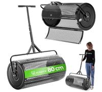 KADAX Épandeur à compost 100 l avec tambour à mailles fines, épandeur d'engrais en acier, épandeur de jardin, épandeur avec poignée en T réglable en hauteur, épandeur manuel