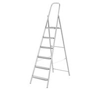 KADAX Escabeau Acier 6 marches Simple Cote | Pliable Pieds antiderapants | avec Etagere | marches Larges | jusqu'a 150kg