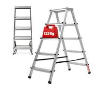 KADAX Escabeau alu 5 marches Pliable | jusqu'a 125kg | Pieds antiderapants | Menage Peinture Atelier | Leger transportable