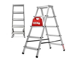 KADAX Escabeau alu 5 marches Pliable | jusqu'a 125kg | Pieds antiderapants | Menage Peinture Atelier | Leger transportable
