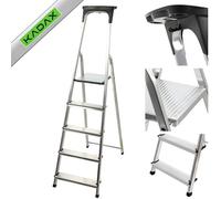 KADAX Escabeau Bois 5 marches Pliable | jusqu'a 150kg | Crochet Acier | Menage Peinture Atelier | Bois Massif antiderapant