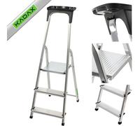KADAX Escabeau Pliant en Aluminium, 4 marches - Charge Max. 125 kg, léger et Stable pour Usage Domestique et Professionnel