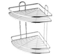 KADAX Étagère d'angle en acier chromé - Étagère d'angle de salle de bain - Étagère de douche (2 niveaux)