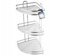 KADAX Étagère d'angle murale en acier chromé pour salle de bain - Étagère de douche (3 étages)