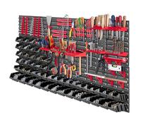 KADAX Étagère murale à outils, 156 x 78 cm, étagère murale d'atelier, étagère d'atelier pour garage, ensemble mural à outils, système de stockage avec bacs de stockage à vue, plaques murales