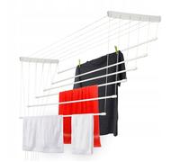 KADAX Etendoir a Linge au Plafond avec Tiges en Acier, Pratique Systeme de Sechage (Blanc, 6 x 110 cm)