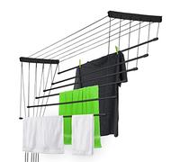 KADAX Etendoir a Linge au Plafond avec Tiges en Acier, Pratique Systeme de Sechage Suspended pour Maximiser l'espace Interieur (Noir, 6 x 170 cm)