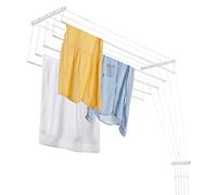 KADAX Etendoir a Linge au Plafond avec Tiges en Acier, Pratique Systeme de Sechage Suspended pour Maximiser l'espace Interieur (Blanc, 5 x 140 cm)