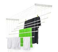 KADAX Etendoir a Linge au Plafond avec Tiges en Acier, Pratique Systeme de Sechage Suspended pour Maximiser l'espace Interieur (Blanc, 6 x 110 cm)