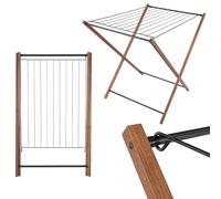 KADAX Étendoir à linge en bois, surface de séchage de 7 m², 98 x 89 cm, étendoir pliable pour sécher les vêtements, les serviettes et le linge de lit, séchoir stable