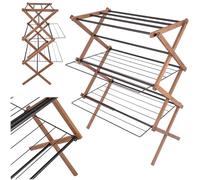 KADAX Étendoir à linge vertical en bois, 70 x 96 cm, sèche-linge pliable, sèche-linge à plusieurs étages pour un séchage efficace des vêtements et des serviettes