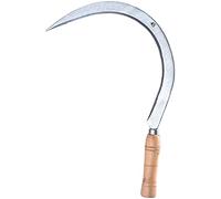 KADAX Faucille à Longue Lame en métal, Faucille Ronde avec Manche en Bois, Faucille à Main, Faucille à Feuilles, Faucille de Jardin, Protection de Coupe, Faucille pour Faux (Ronde, Argent)