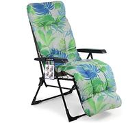 KADAX Fauteuil de Jardin avec Dossier réglable, Chaise de Relaxation en Acier revêtu par pulvérisation, Fauteuil Pliant avec capacité de Charge jusqu'à 110 kg, Chaise Longue de Jardin avec Coussin