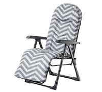 KADAX Fauteuil de jardin avec dossier réglable, chaise relaxation en acier revêtu par pulvérisation, pliante capacité charge jusqu'à 110 kg, longue coussin Gris Zigzag 2 M Oval