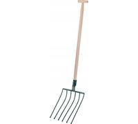 KADAX Fourche à betteraves, fourche avec manche en bois, fourche à bêcher avec 6 dents, fourche à foin, fourche à bêcher