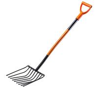 KADAX Fourche à Pommes de Terre dotée d'une Tête en Acier Trempé au Carbone et des Dents Plates, Outil de Jardin avec Manche Long (9 Dents)