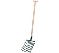 KADAX Fourche en Pierre, truche avec Long Manche en Bois, 9 Dents, Fourche ŕ bęche, Fourche ŕ Foin, Fourche ŕ Foin, Fourche ŕ fumier en Acier, Fourche de Jardin T- Griff Vert