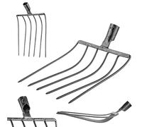 KADAX Fourchette en pierre sans manche - Fourche à pommes de terre en acier trempé - Fourche à betterave - Fourche à bêche - Fourche à fumier - Fourche à foin - Fourche métallique - Noir - 6 dents