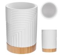KADAX Gobelet à brosse à dents pour salle de bain, porte-brosse à dents et dentifrice, gobelet décoratif moderne pour salle de bain (ovale blanc)