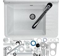 KADAX GOSPO Évier en polypropylène 50,4 x 34 x 26,5 cm avec siphon et kit de montage (blanc)